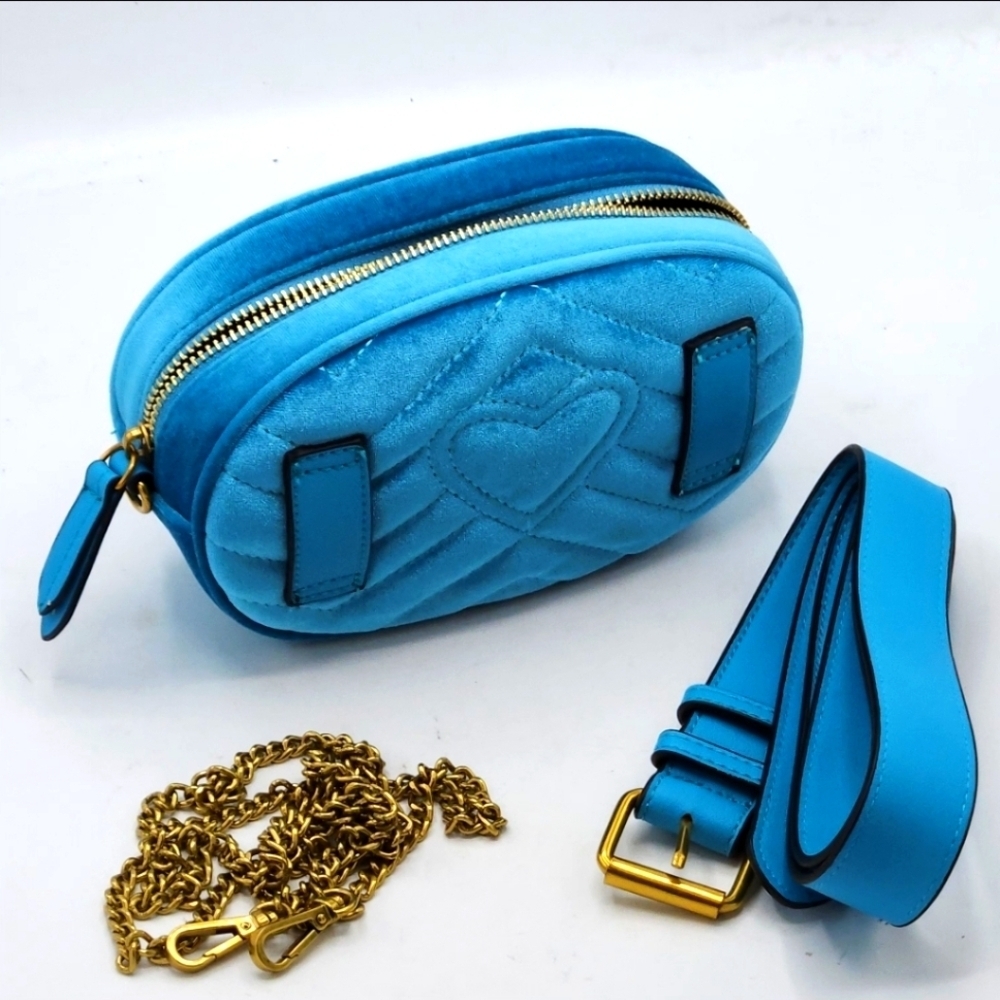 Travel PU Leather Waist Adjustable Belt Bag In Velvet Teal - Picture 3 of 14